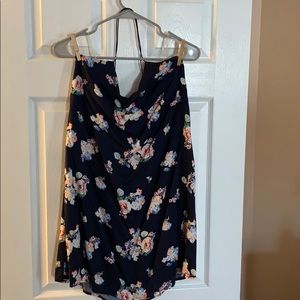 Lush - navy mini dress w/flowers & zippered back